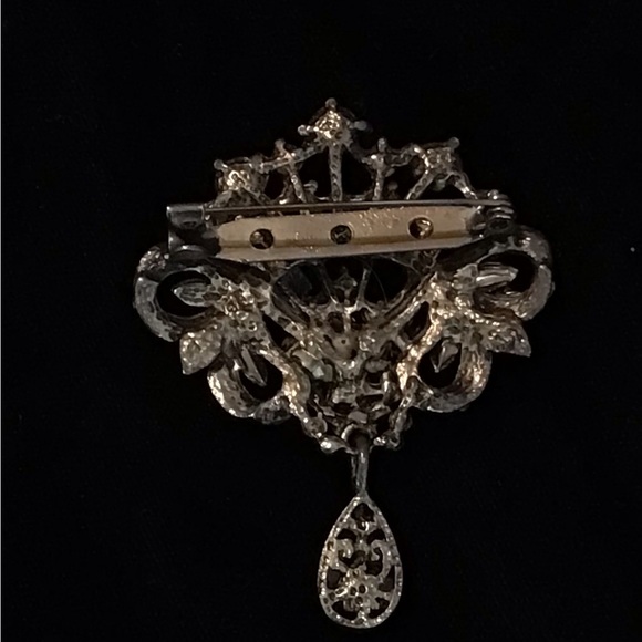 Bronze, Aquamarine, Rhinestone and Cream-stoned Broach - Picture 5 of 6